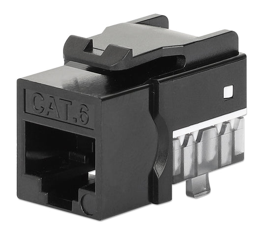 Cat6 Slim Keystone Jack with Punch-Down Stand, Black, 25-Pack Image 1