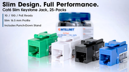 Cat6 Slim Keystone Jack with Punch-Down Stand, Blue, 25-Pack Image 11