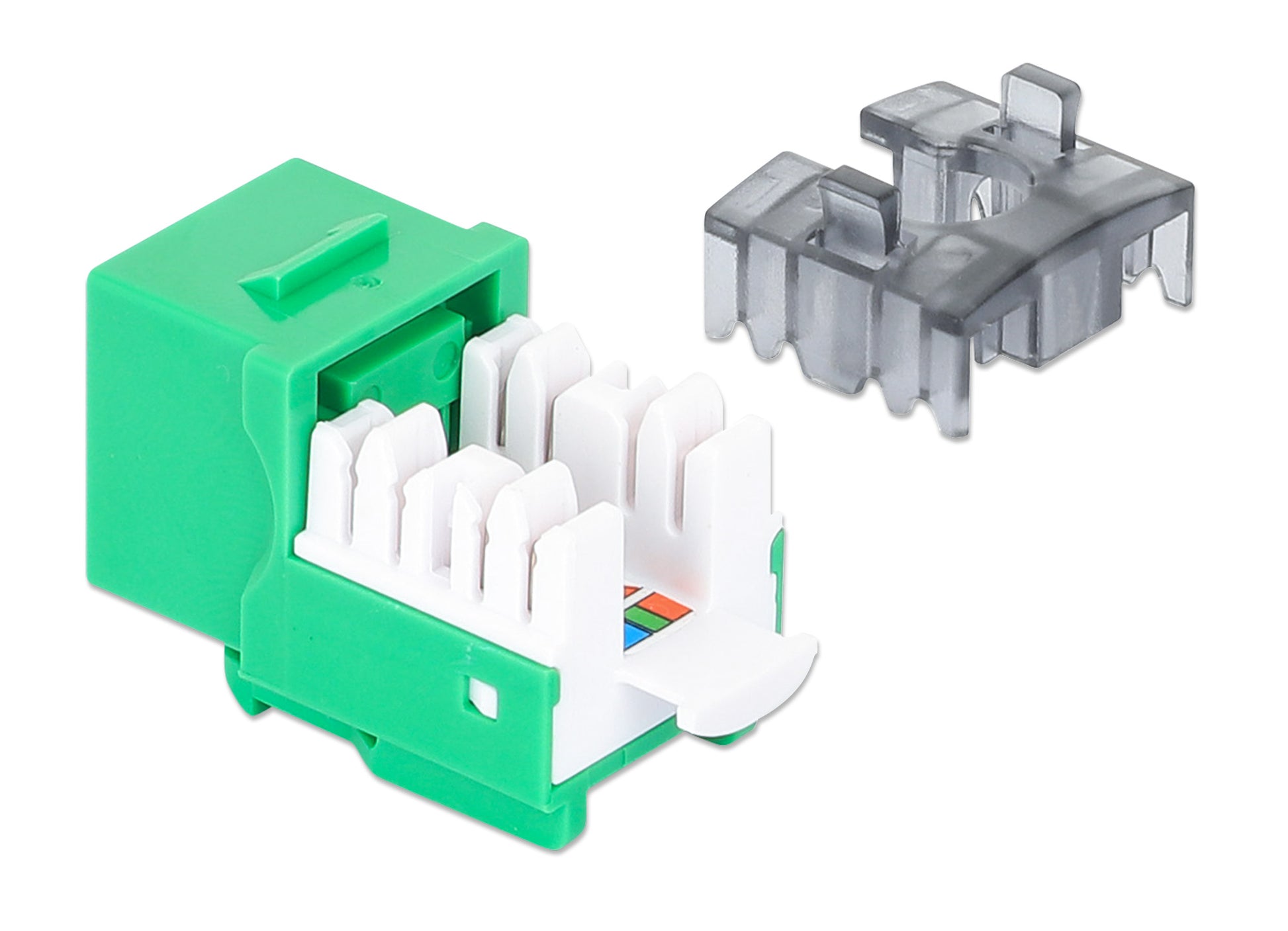 Cat6 Slim Keystone Jack with Punch-Down Stand, Green, 25-Pack Image 6