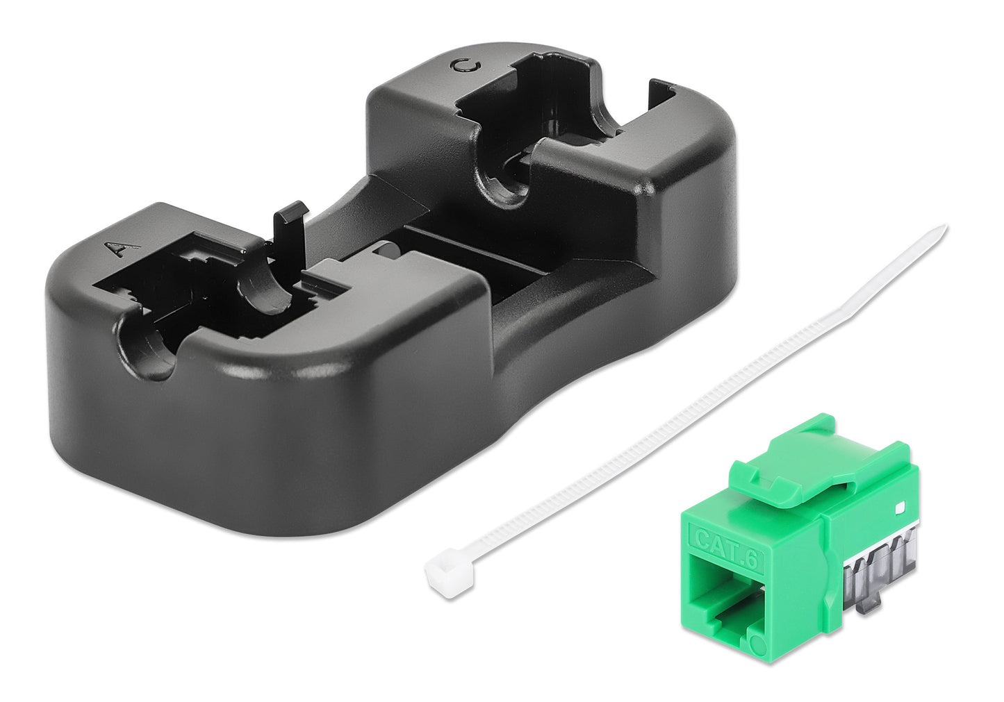 Cat6 Slim Keystone Jack with Punch-Down Stand, Green, 25-Pack Image 7