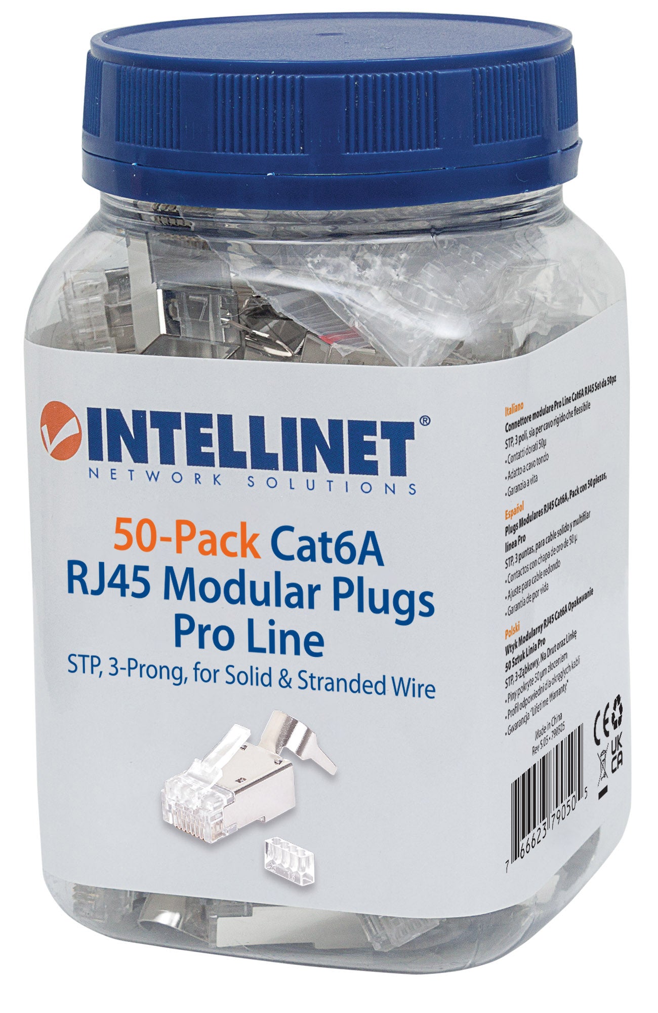 50-Pack Cat6A RJ45 Modular Plugs Pro Line Packaging Image 2