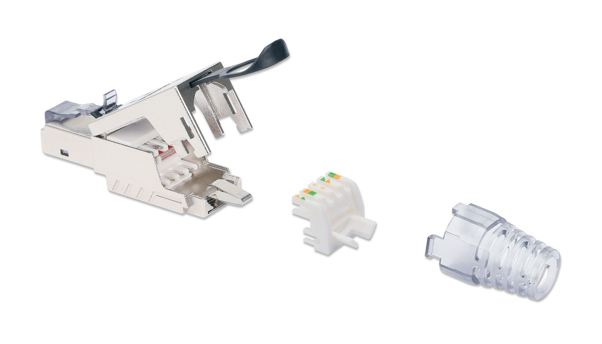 Cat6a 10G Shielded Toolless RJ45 Modular Field Termination Plug with Pull-ring Release Image 5