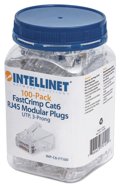 100-Pack FastCrimp Cat6 RJ45 Modular Plugs Packaging Image 2