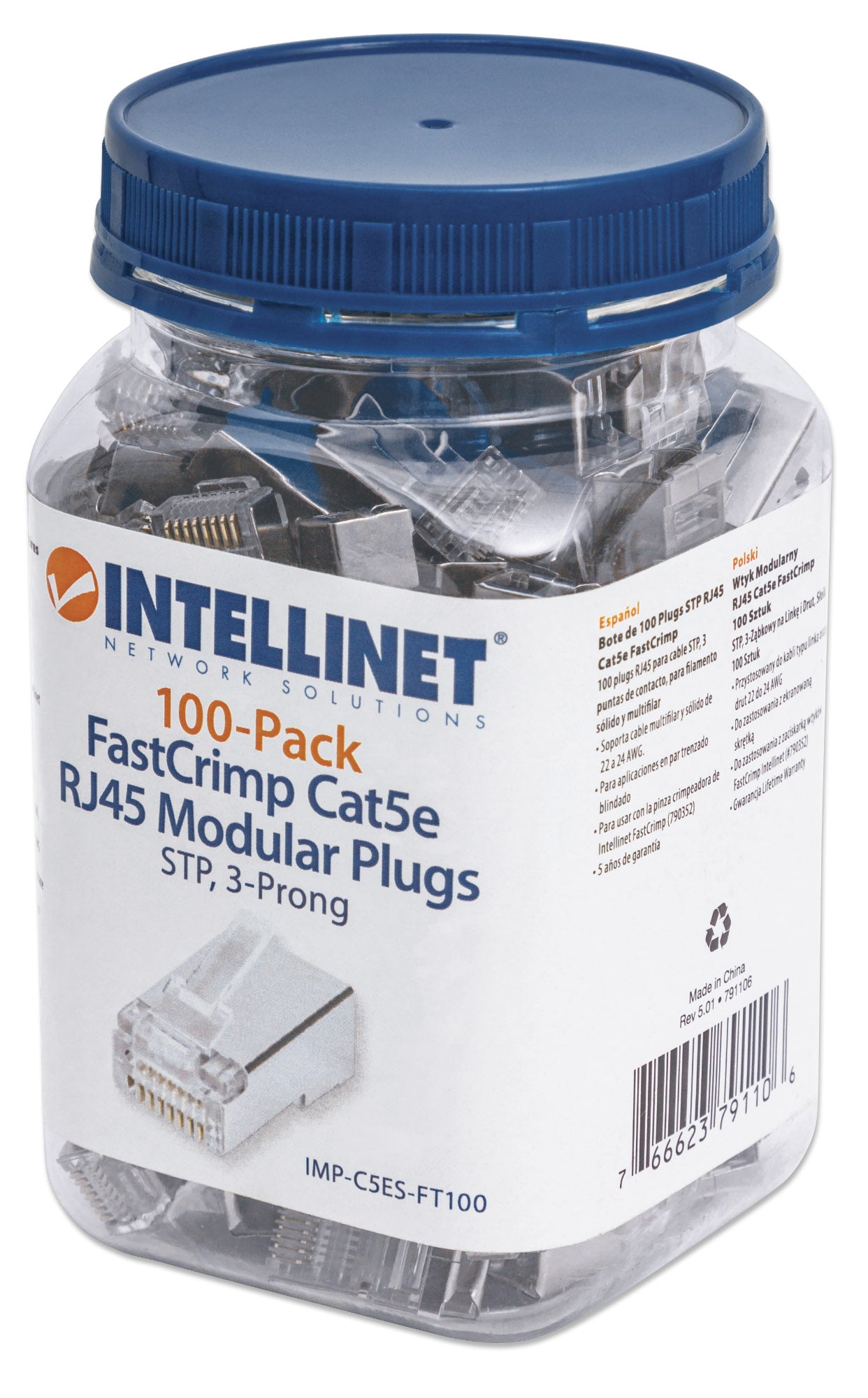 100-Pack FastCrimp Cat5e RJ45 Modular Plugs Packaging Image 2