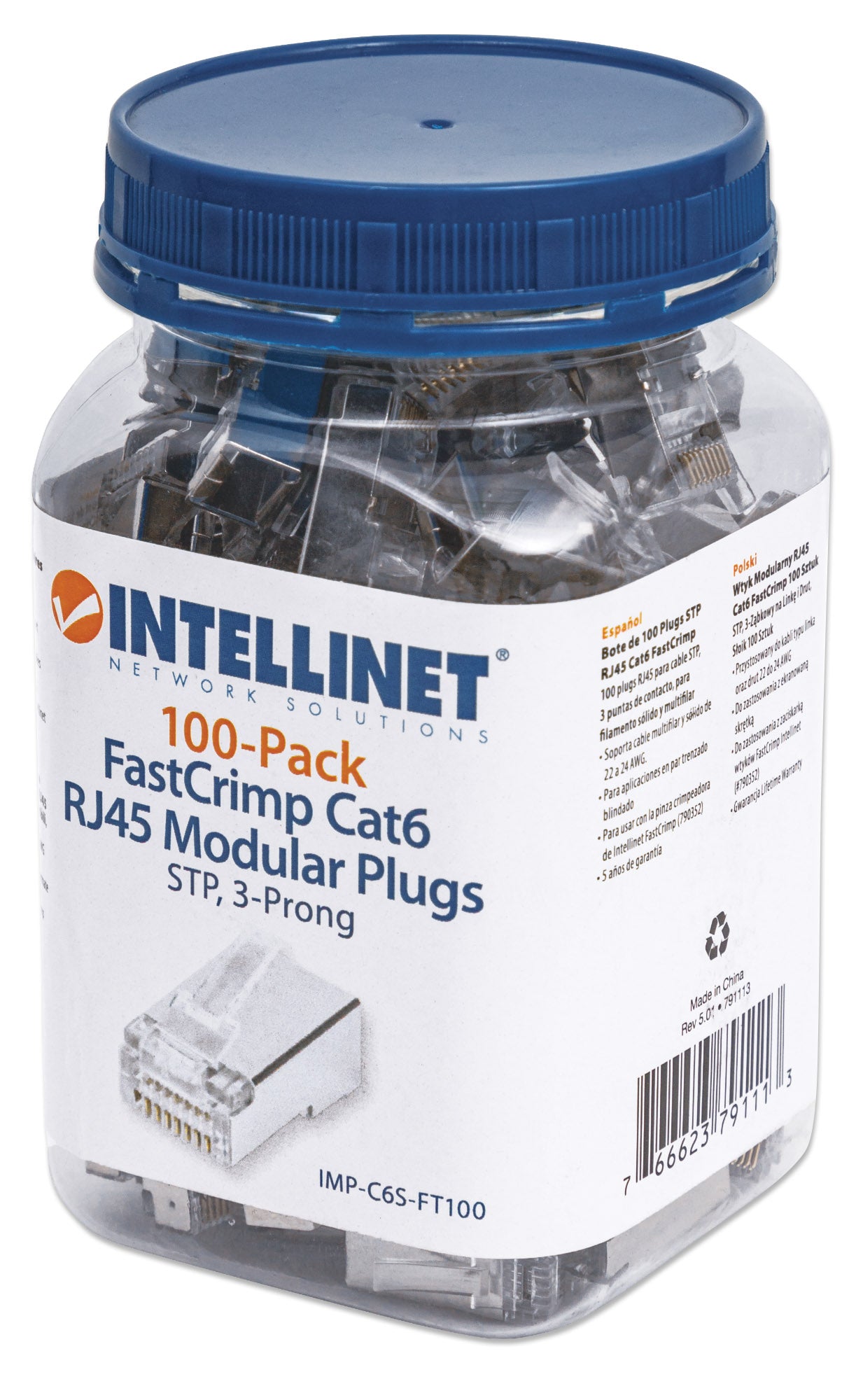 100-Pack FastCrimp Cat6 RJ45 Modular Plugs Packaging Image 2