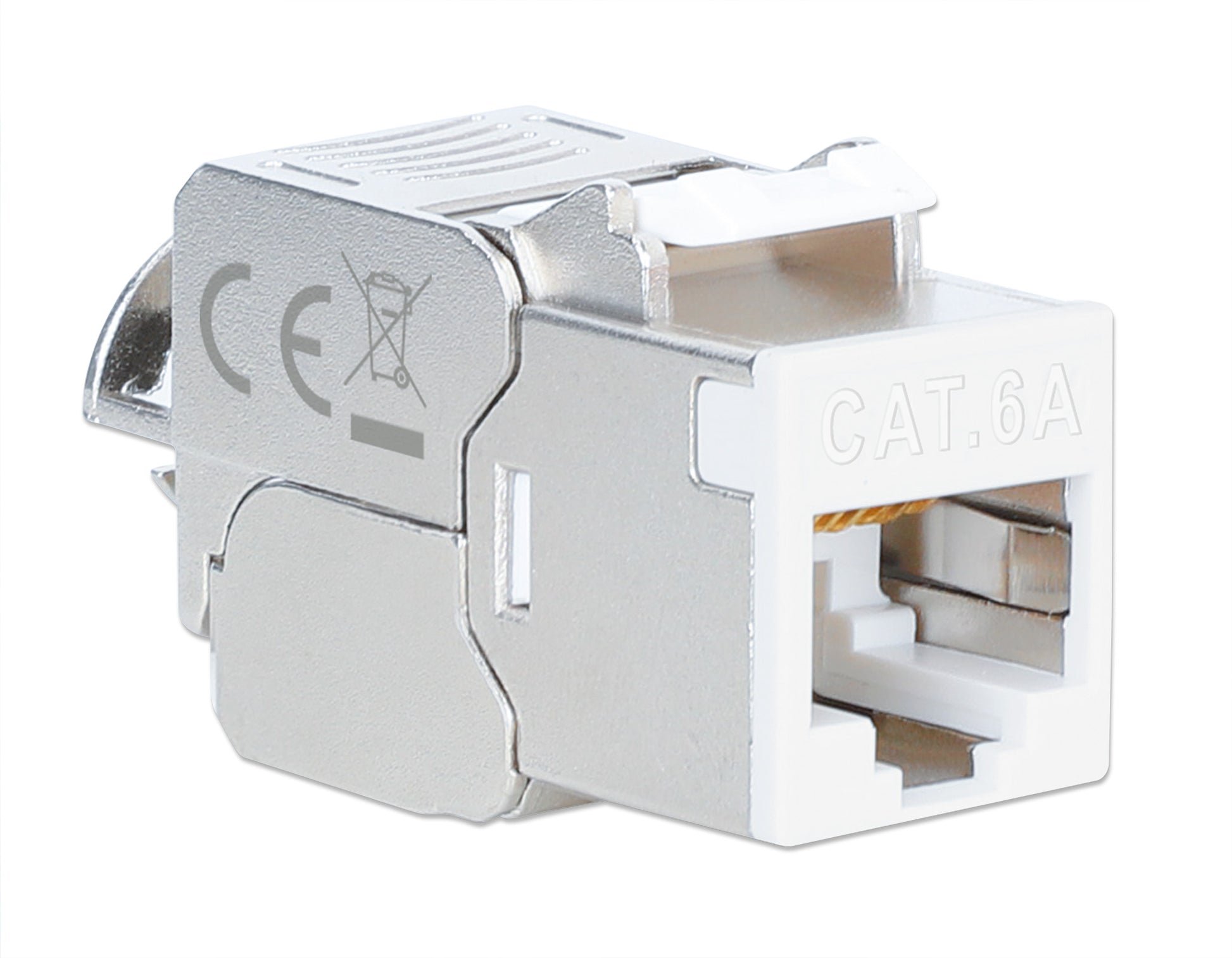Cat6a 10G Shielded Toolless Slim Keystone Jack, White Image 2