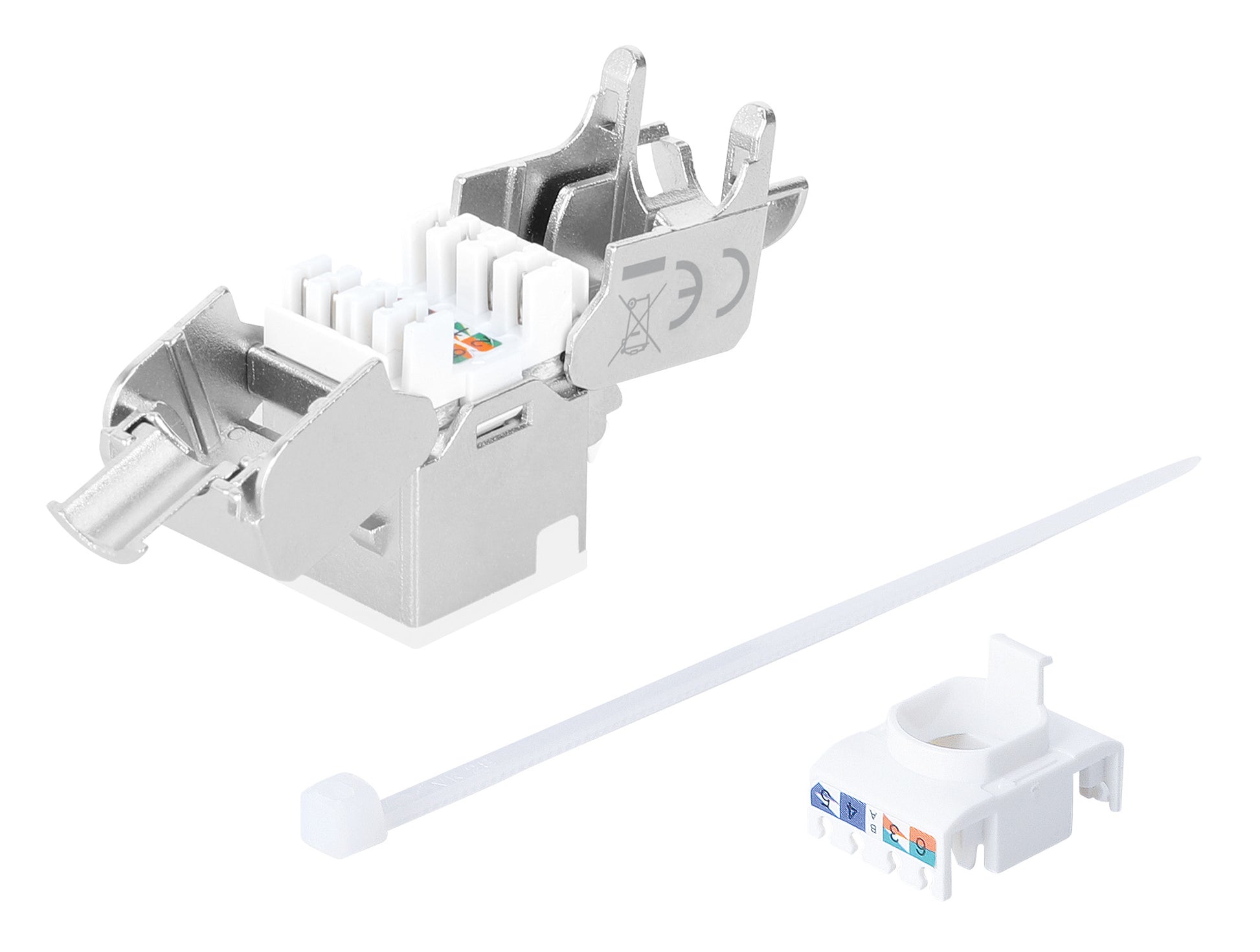 Cat6a 10G Shielded Toolless Slim Keystone Jack, White Image 6