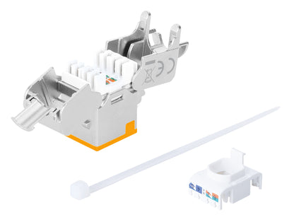 Cat6a 10G Shielded Toolless Slim Keystone Jack, Orange Image 6