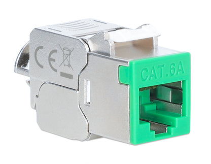 Cat6a 10G Shielded Toolless Slim Keystone Jack, Green Image 2