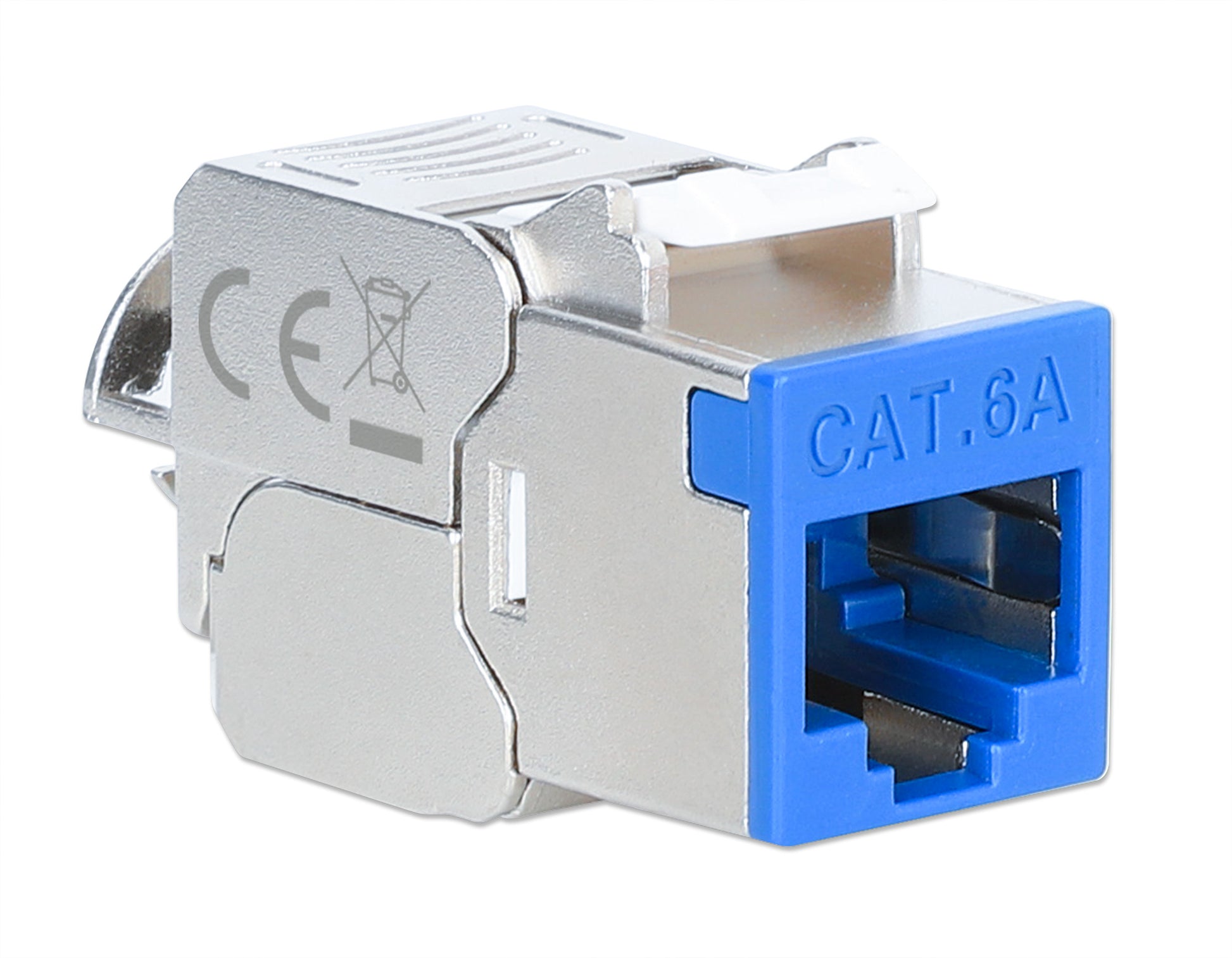 Cat6a 10G Shielded Toolless Slim Keystone Jack, Blue Image 2
