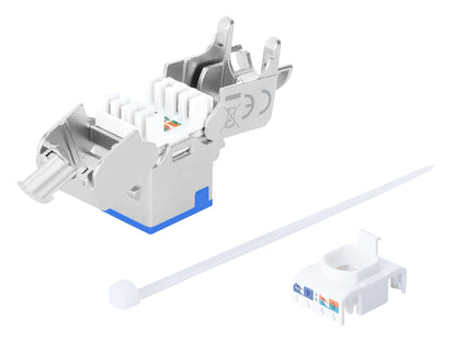 Cat6a 10G Shielded Toolless Slim Keystone Jack, Blue Image 6