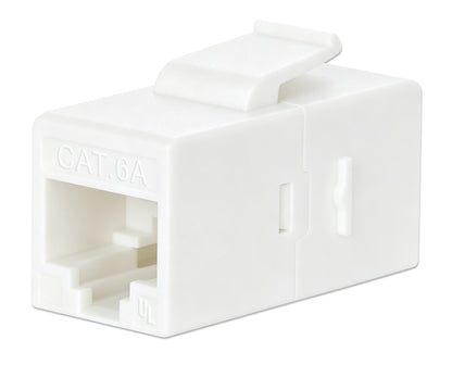 Cat6a 10G RJ45 Keystone Inline Coupler, White Image 1