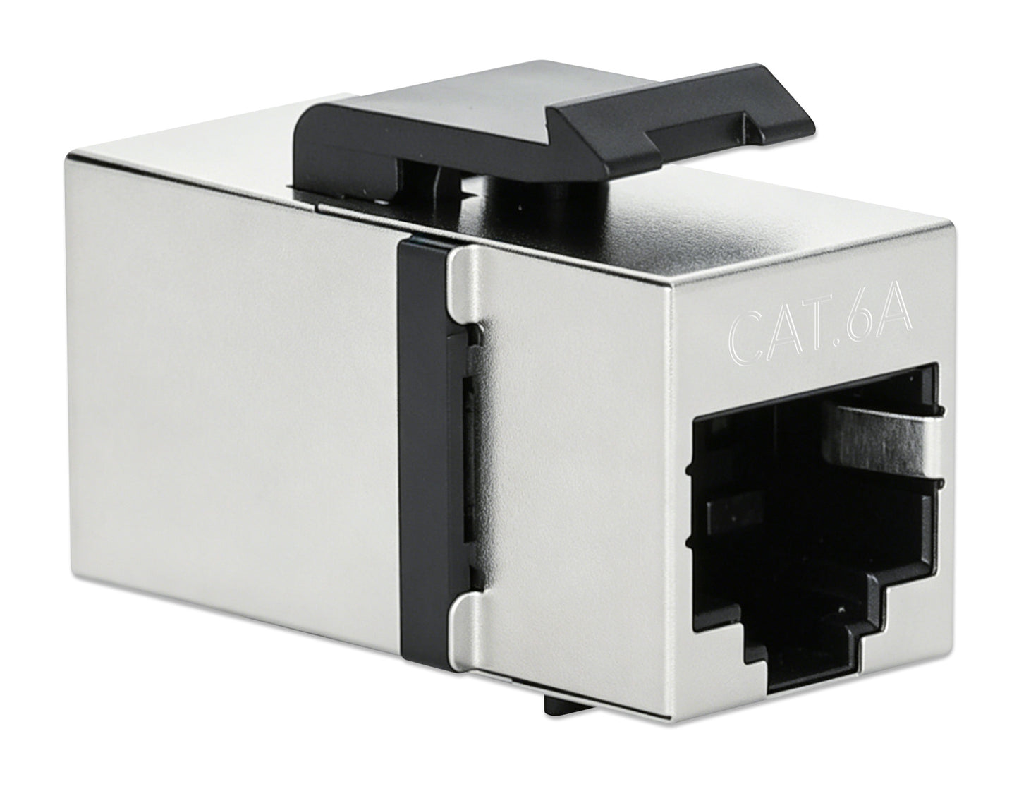 Cat6a 10G Shielded RJ45 Keystone Inline Coupler, Silver/Black Image 2