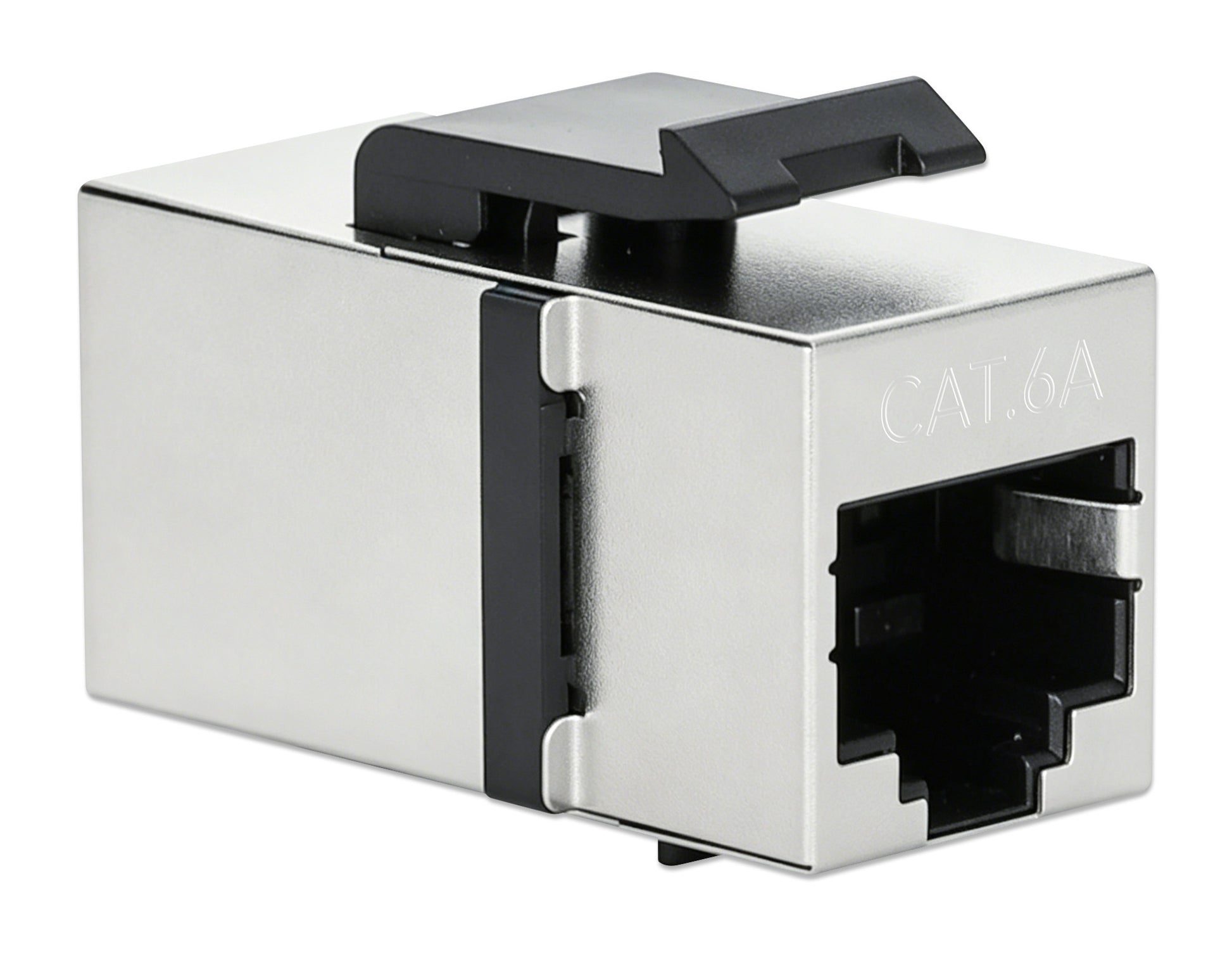 Cat6a 10G Shielded RJ45 Keystone Inline Coupler, Silver/Black Image 2