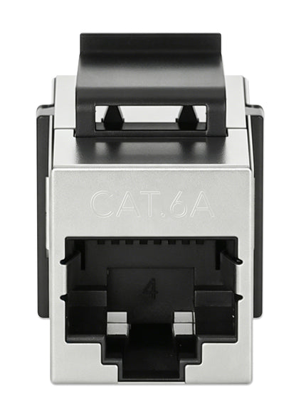 Cat6a 10G Shielded RJ45 Keystone Inline Coupler, Silver/Black Image 3